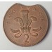 GREAT BRITAIN UK 1997 . TWO 2 PENCE COIN . ERROR . LARGE BITTEN FLAN